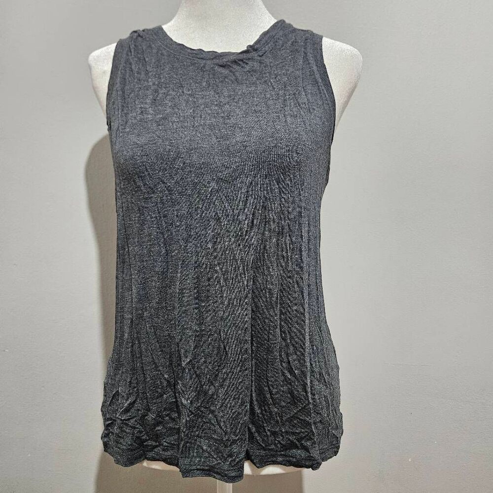 Halogen Keyhole Back Split Hem Sleeveless Tank Top Black Medium Womens Soft Chic